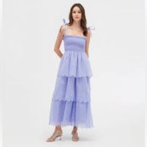 Hill House Home The Elise Nap Dress in Hyacinth Organza Blue Purple Size Small